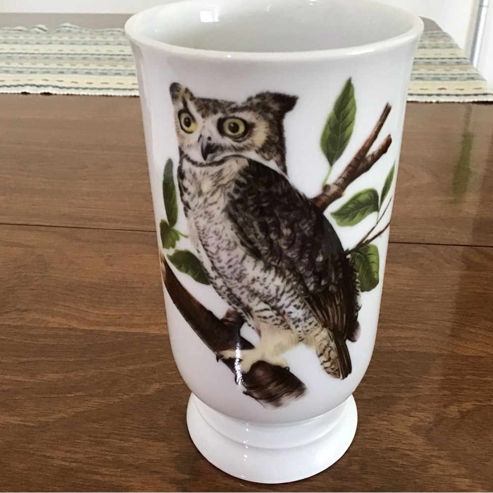 Goebel White Ceramic Owl Vase 5.5” Tall